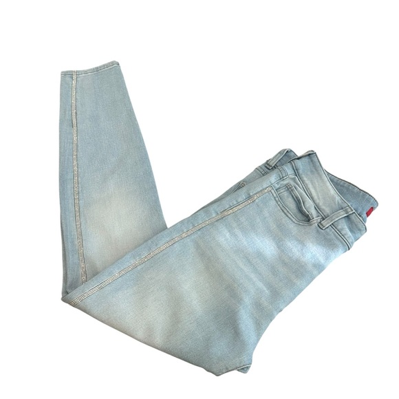 Guess Light Wash Rhinestone Side Stripe High Rise Skinny Ankle Jeans - Size 31 - Picture 1 of 14